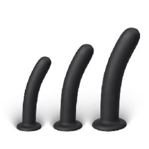 Dildo 3 Pc Set for Strap-On Silicone Black